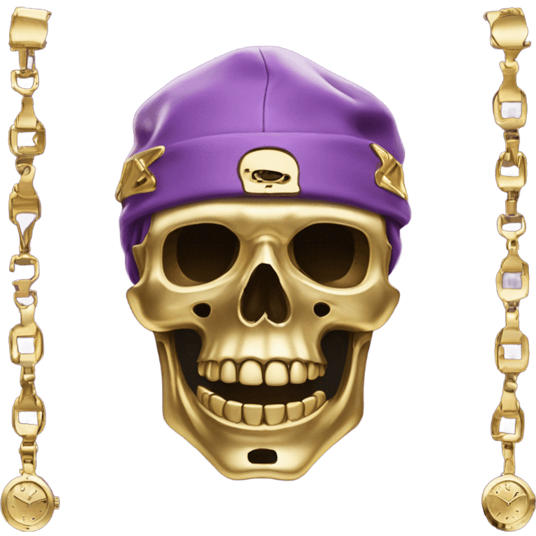 Purple chrome skeleton with a gold tooth and a gold Rolex  emoji