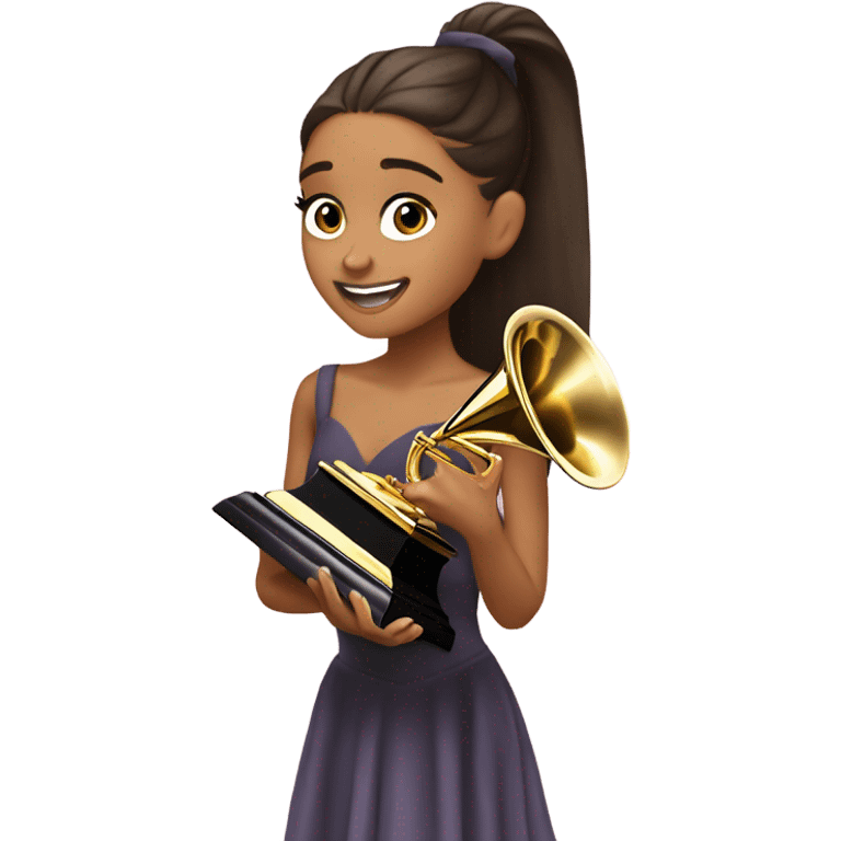 ariana grande holding grammy emoji