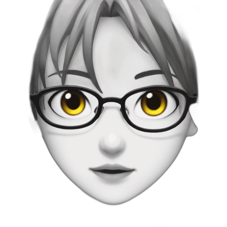 Anime+eyes-goth-girl-dark-hair-with-glasses-black-tshirt+perfectly-centered emoji