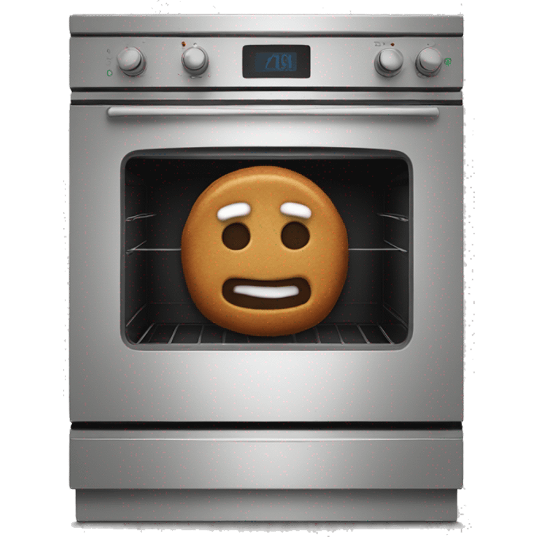 Oven with scared gingerbread man trapped inside emoji