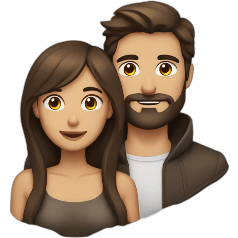 Femme brune et homme chauve avec une barbe brune emoji