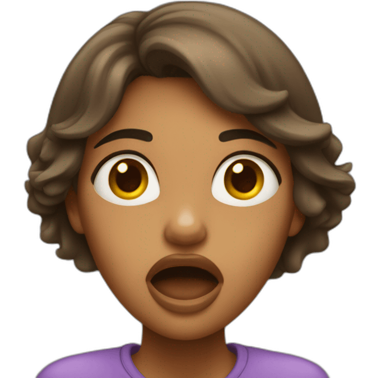 Light Brown girl scared with hands on side of face and mouth open big emoji