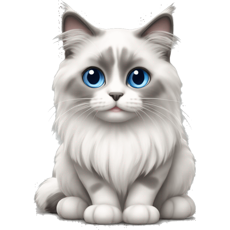 blue eyed ragdoll cat white and grey fur sitting emoji