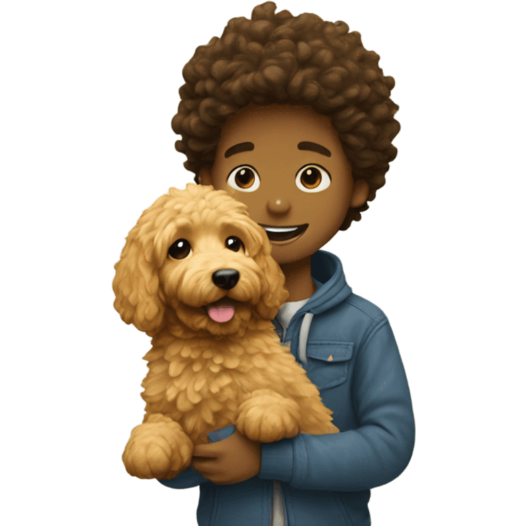 Golden doodle with boy emoji