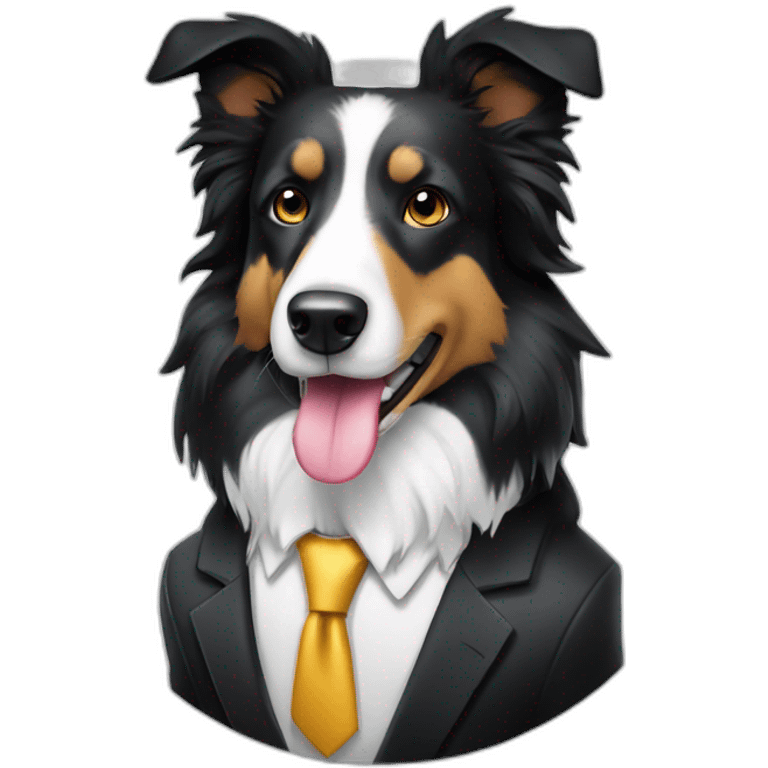 black boder collie wearing a suit emoji