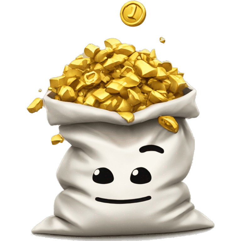 gold spilling out of bag of sack emoji