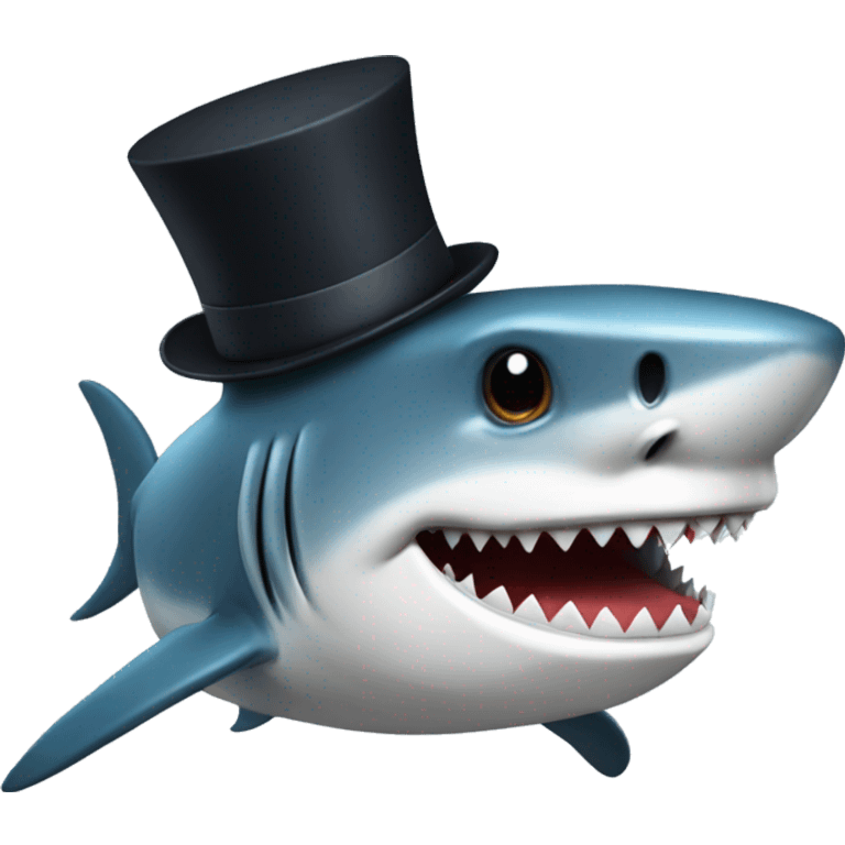 Shark with a top hat emoji