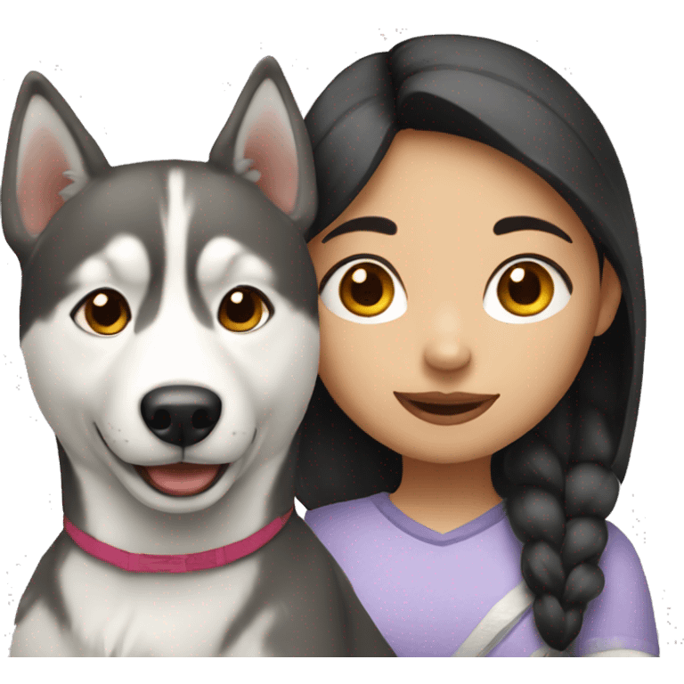 Asian Girl with husky dog emoji