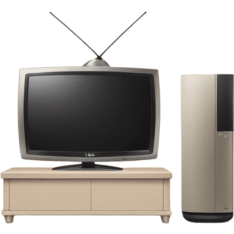 Lg tv on a beige tv stand emoji