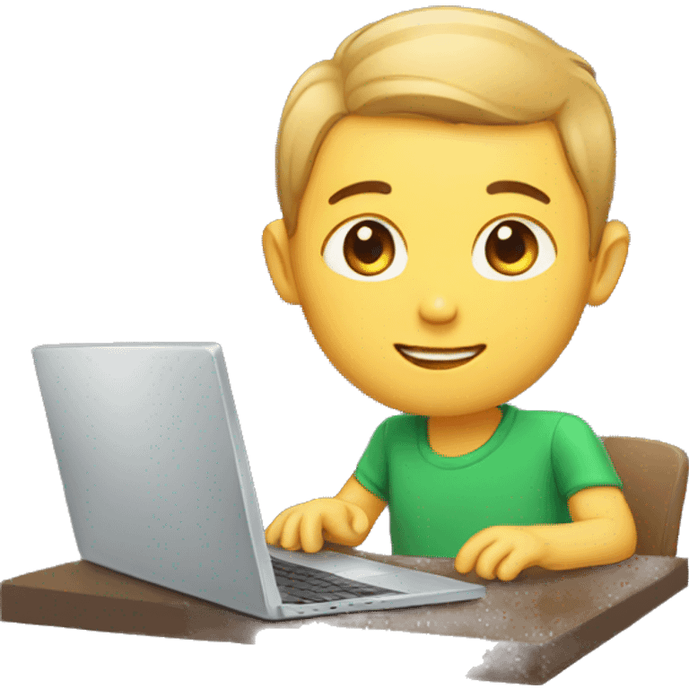 A boy with square shaped face on laptop emoji