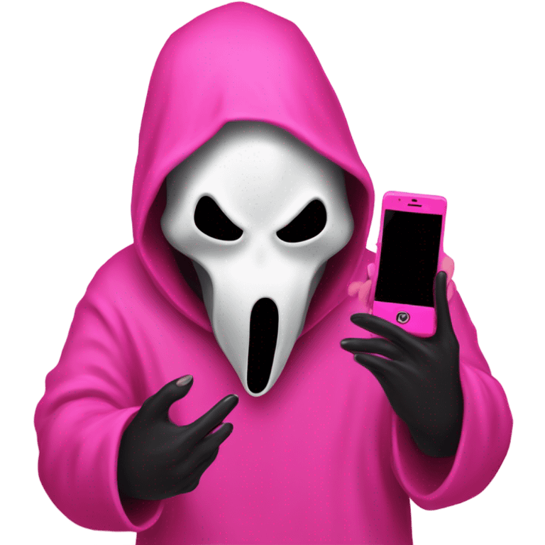 ghost face from scream on a pink phone  emoji