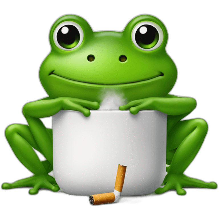 Une grenouille de vert fumant une cigarette  emoji