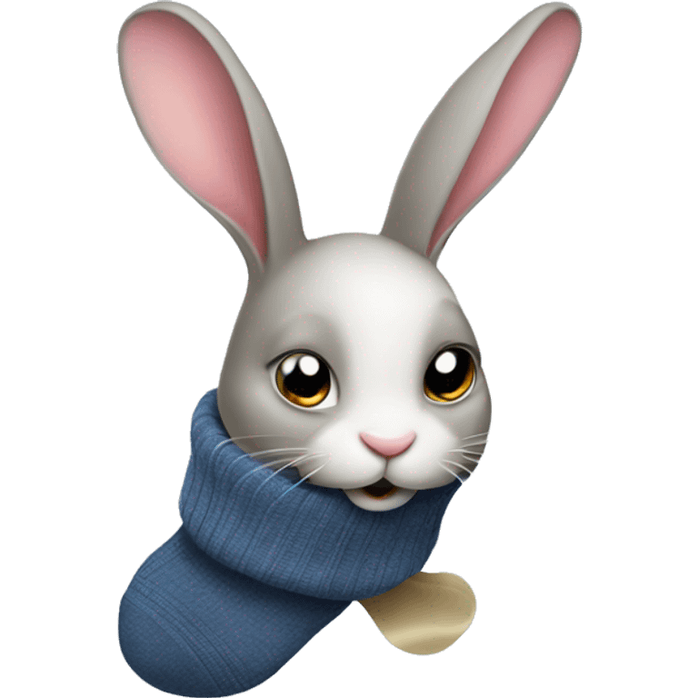 rabbit tidying a sock emoji