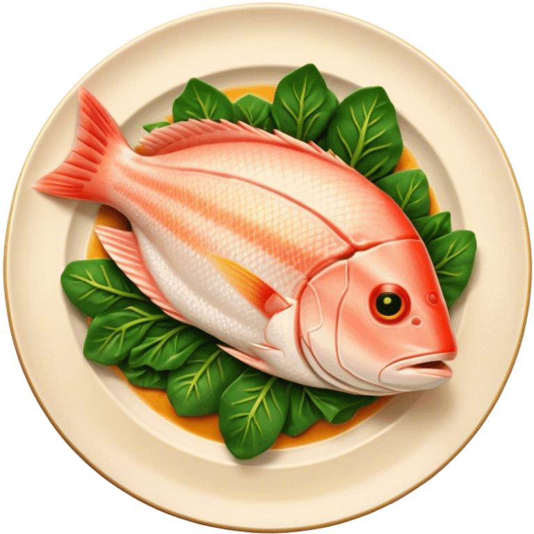 Cinematic fresh snapper fillet, pan-seared to golden perfection, soft and flaky texture, resting on a bed of sautéed greens, warm glowing background, refined and elegant. emoji