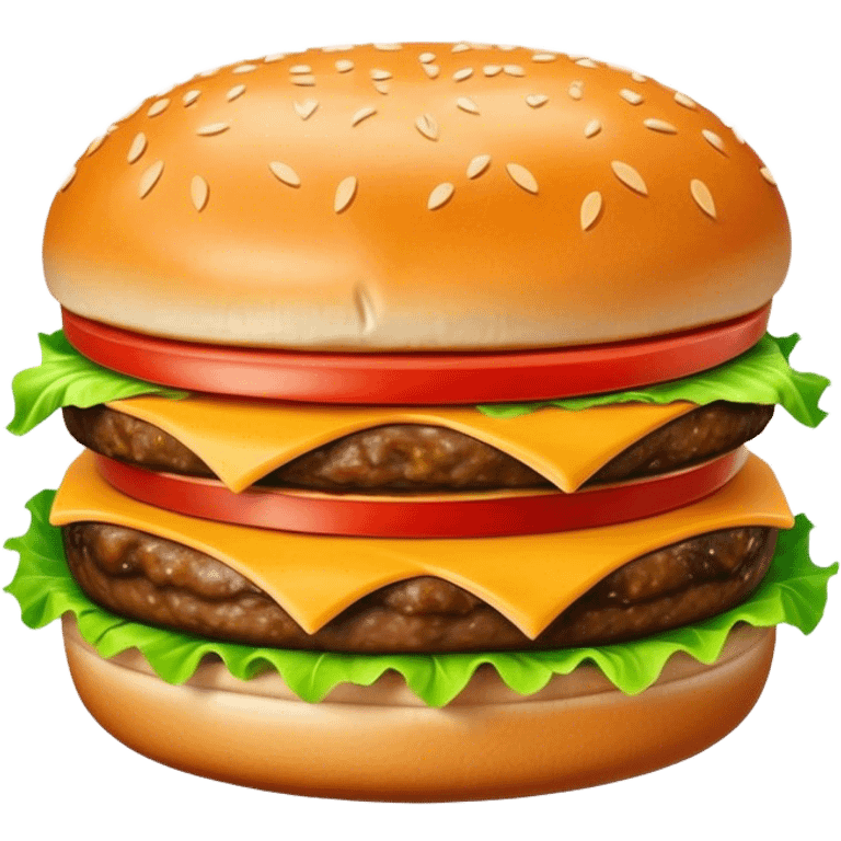 Cinematic Realistic Cheeseburger Dish Emoji, showcasing a juicy burger layered with cheese, lettuce, and tomato on a toasted bun rendered with lifelike detail and vibrant, inviting lighting. emoji