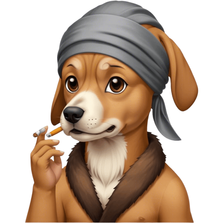 Dog wearing durag smoking cigarette  emoji