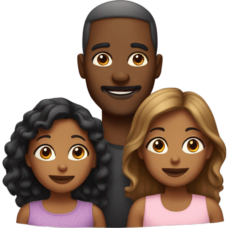 Black family composed of a mom, a dad, and two little girls emoji