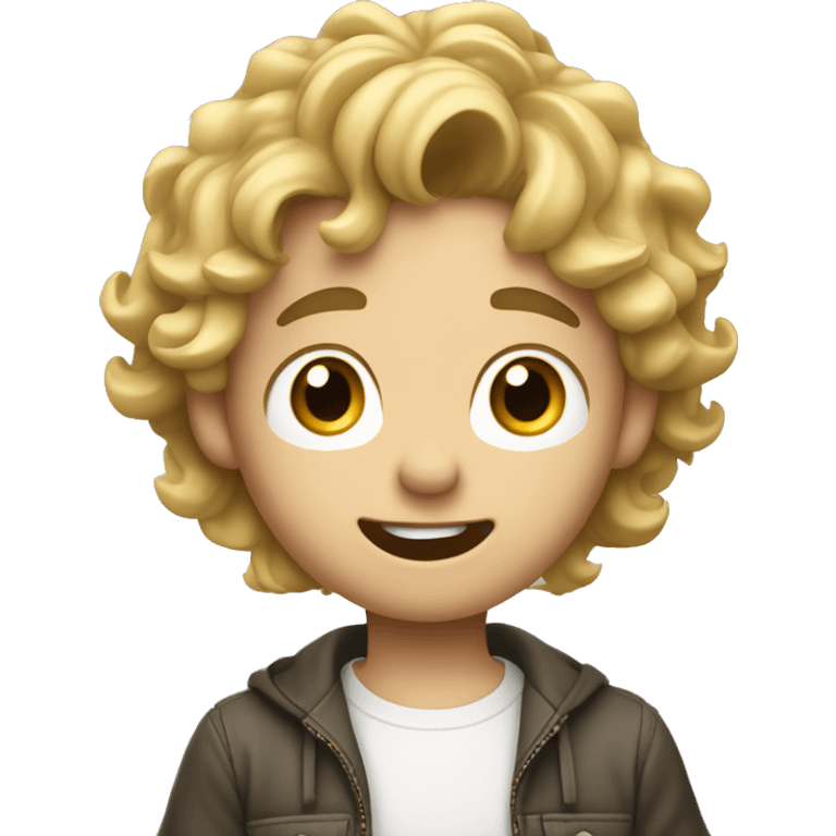 light-skinned boy with wavy hair and money eyes with his hands on his ears, showing surprise emoji