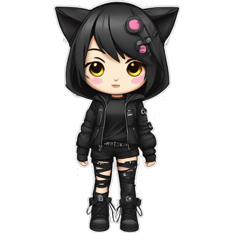 Edgy Kawaii Cute Cool Cartoon Anime Punk Techwear Gothic Catgirl emoji