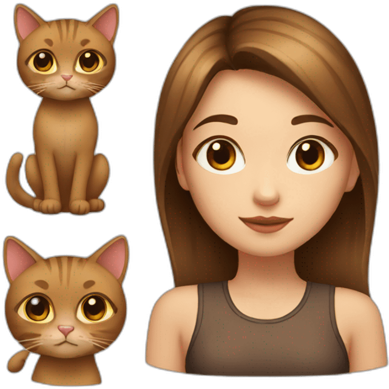 Girl with brown eyes and with a brown cat emoji