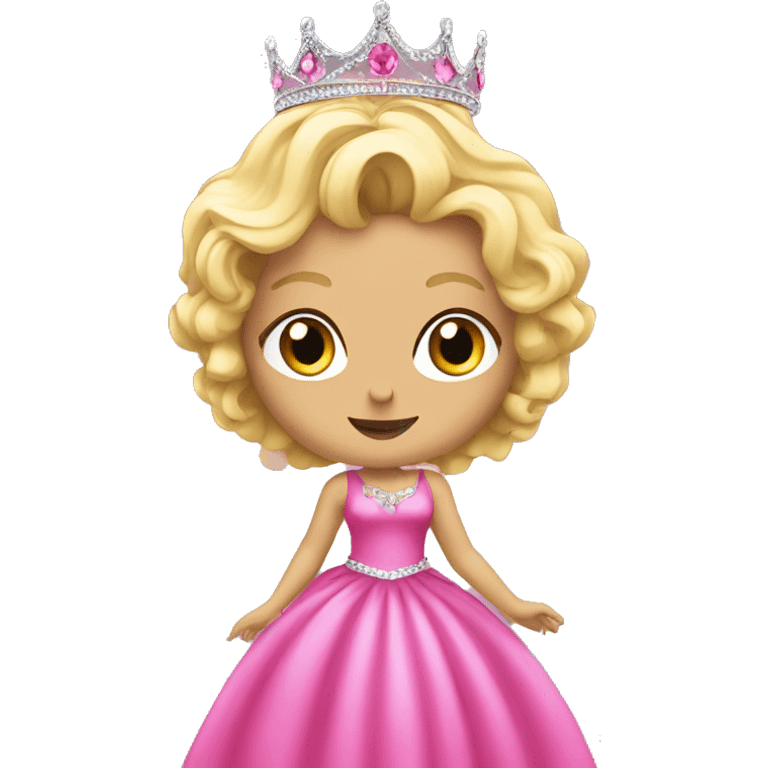 blonde disco queen in pink dress with a tiara emoji