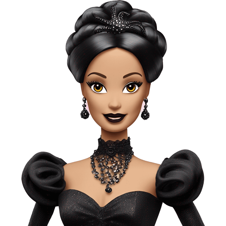 1899 Victorian Debut Barbie CC,Morticia Addams,modeling, sparkling black octopus dress  emoji