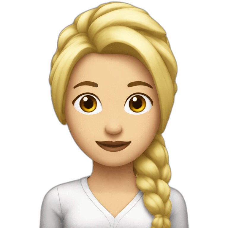 chica de pelo largo ondulado rubia en la computadora emoji