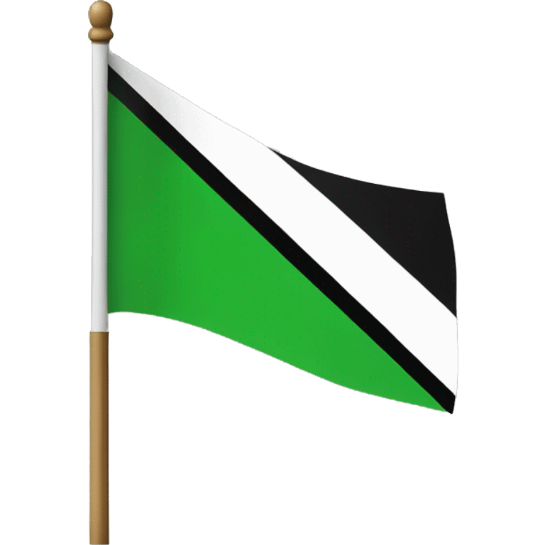 3 horizontal lines (green, white and black) flag in a stick  emoji