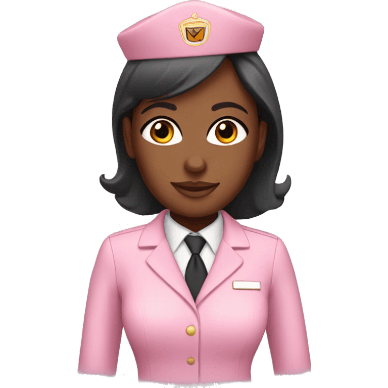 Light pink flight attendant with brown skin emoji