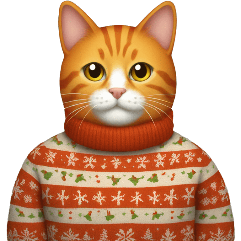 Orange cat in Christmas sweater  emoji