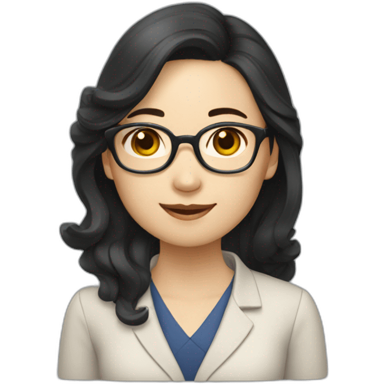 korean french teacher woman with long and wave black hair emoji