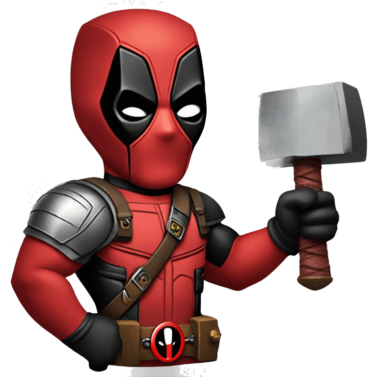 Deadpool with thors hammer emoji