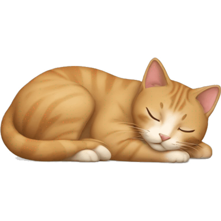 Beige cat sleeping with brunette hair tan skin girl emoji