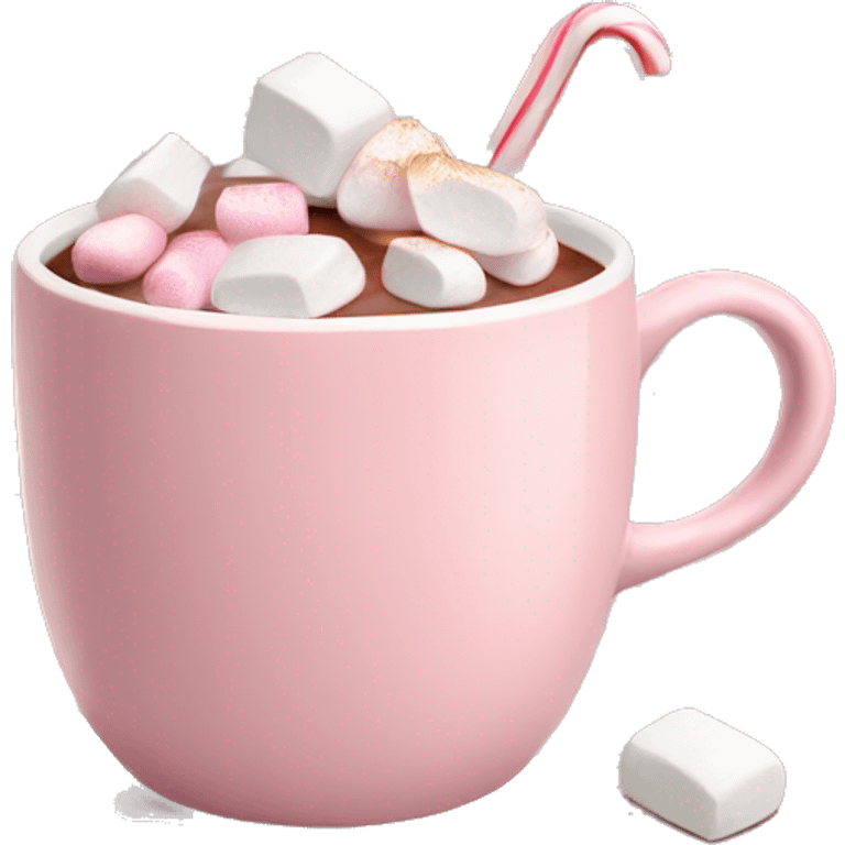 Light Pink mug of hot chocolate with marshmallows  emoji