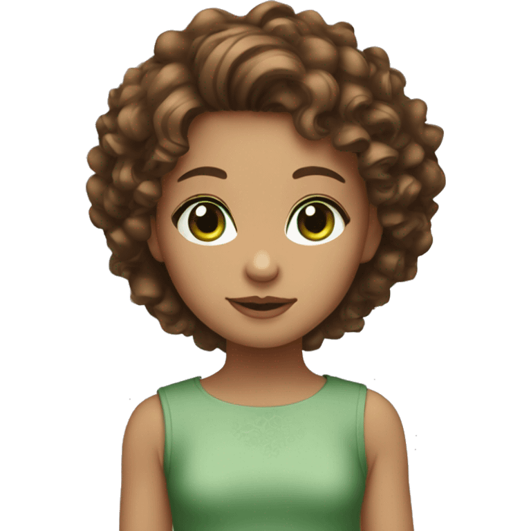 girl with brown curly hair and green eyes  emoji