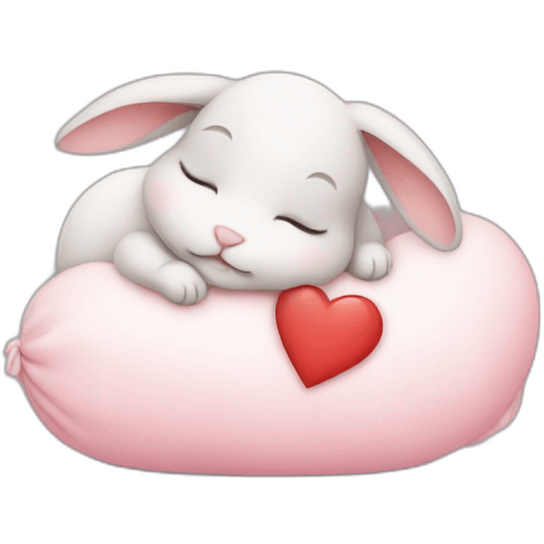 baby rabbit sleeping with heart emoji