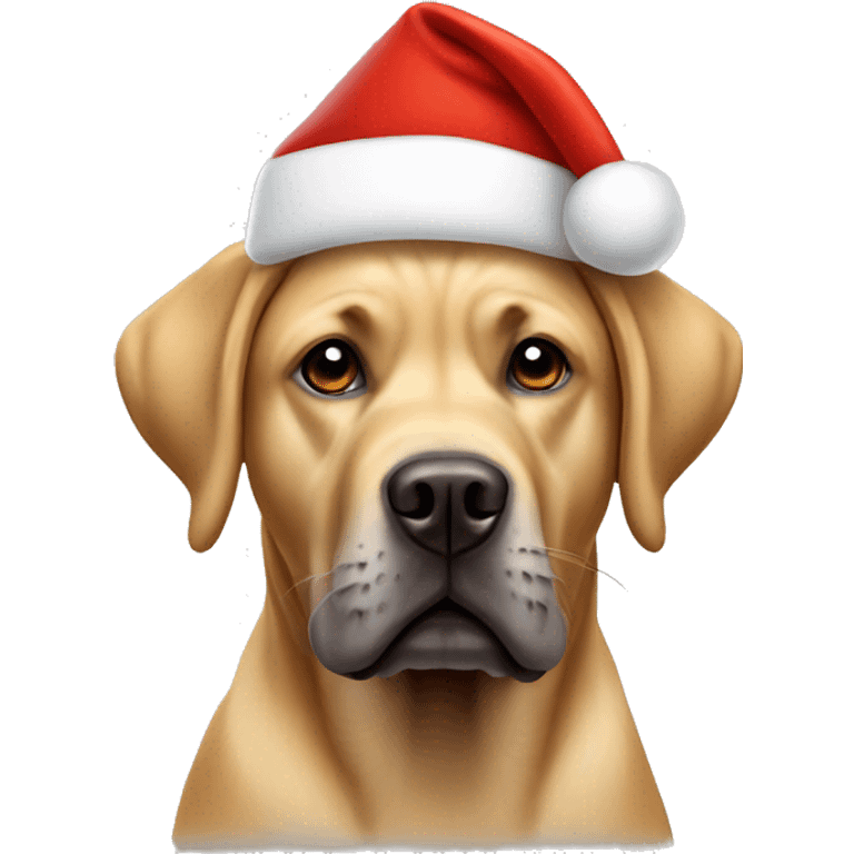 labrador boxer wearing santa hat emoji