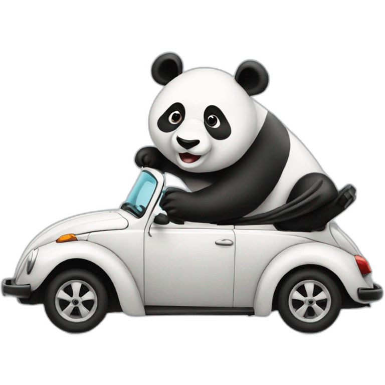 Panda driving a beetle emoji