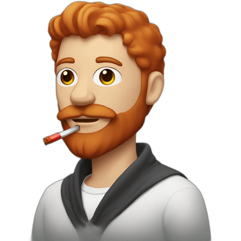 Man with short red head and a very small beard smokes hookah emoji