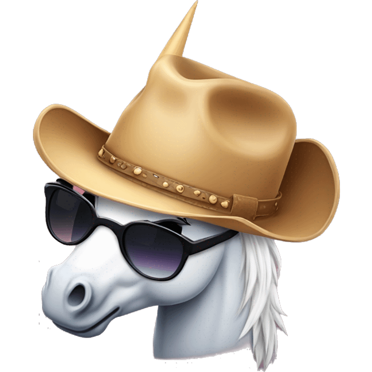 unicorn sobbing sunglasses cowboy hat emoji