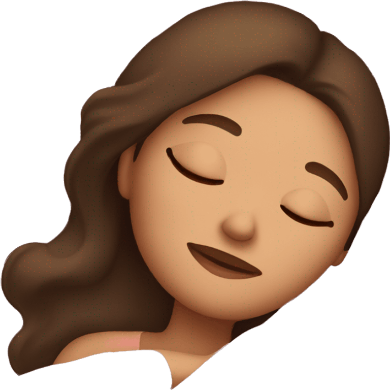 Brunette girl sleeping on side with pink blanket emoji