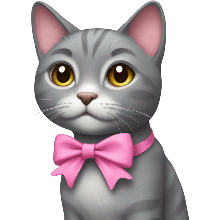 Grey cat with pink bow emoji