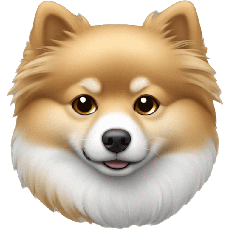 sleeping lying down pomeranian-spitz mix light brown and white with gray ears emoji