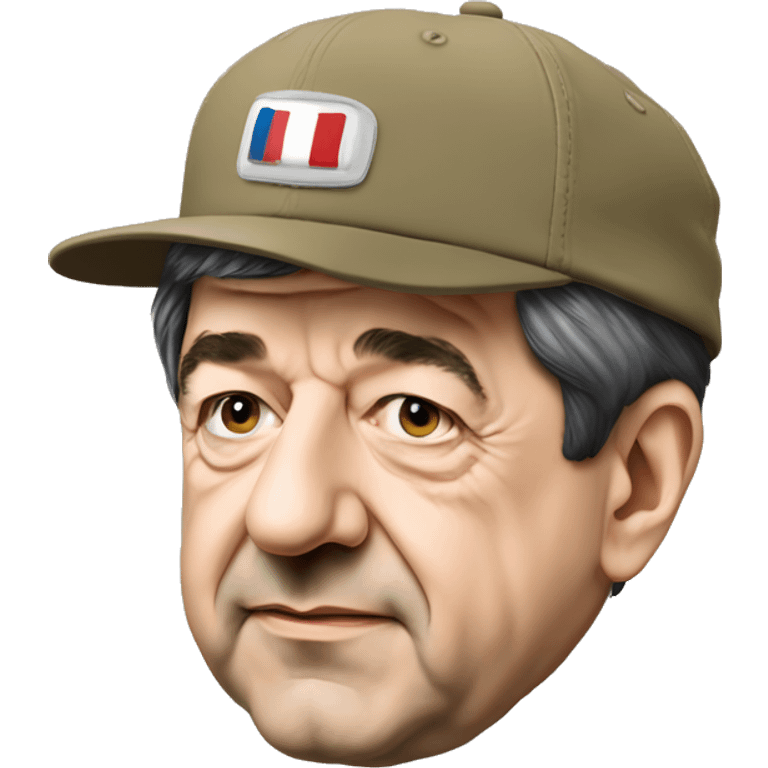 Jean Luc Mélenchon avec une casquette derrière un ordinateur  emoji