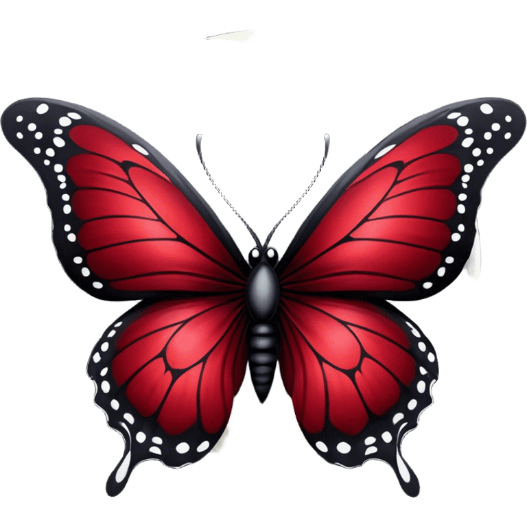 Gothic-style butterfly with dark red silk wings, and a black moon in the background emoji