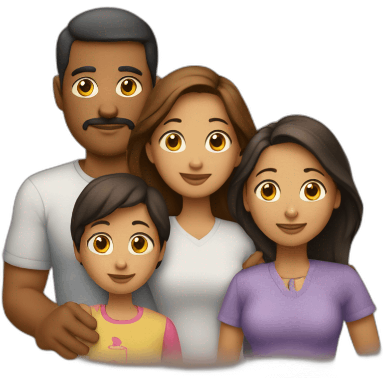 familia papa, mama, 2 hermanos y 1 hermana emoji