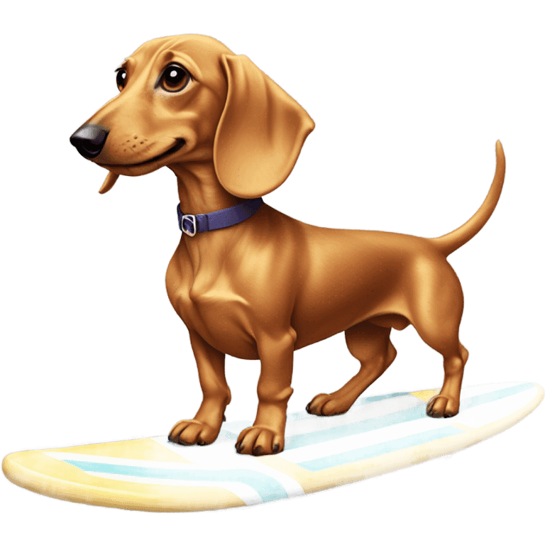 blonde haired weenie dog surfing emoji