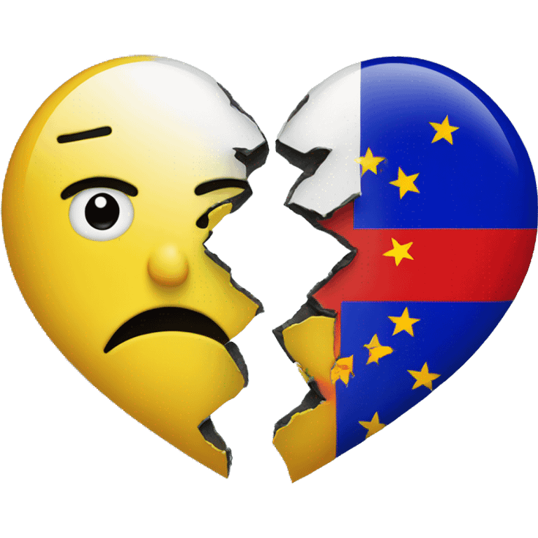 Broken heart with EU flag cracked in two halves  emoji