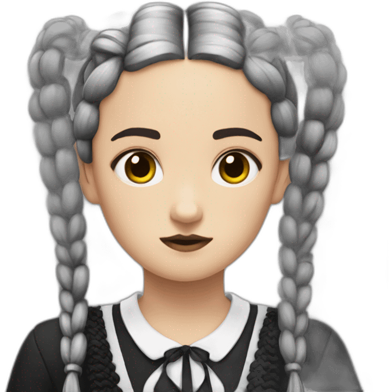 Wednesday adams with braids sad emoji