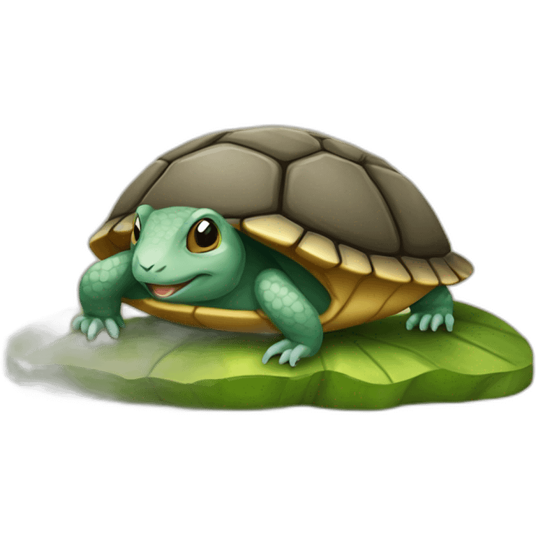 Une souris sur une tortue emoji